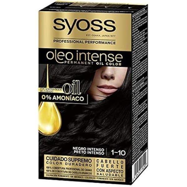Permanent färgning - SYOSS - Oleo Intense - Tone 1-10 intensiv svart - Ammoniakfri - 2 enheter