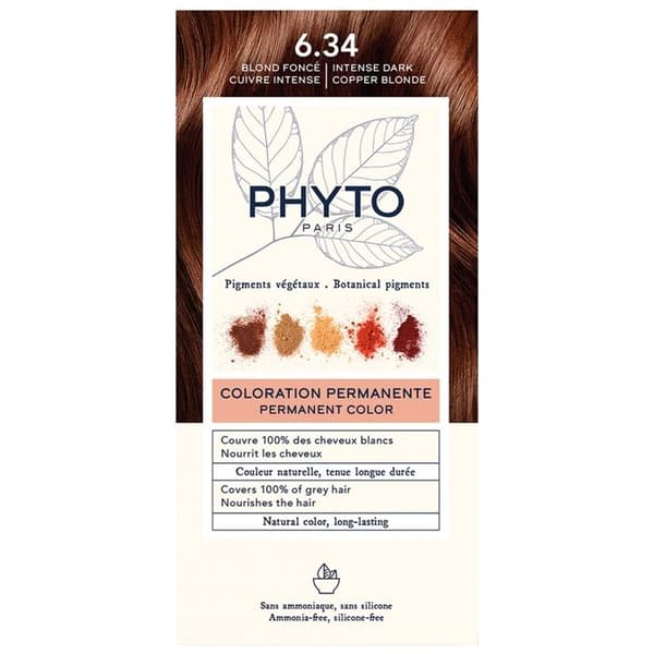 Permanent färg - PHYTO - Phytocolor 6.34 - Mörk gyllenblond - Utan ammoniak - Kräm