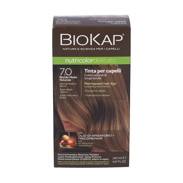 Tinte delikat ljusbrun medel 7.00 BIOKAP 140 ml BIO