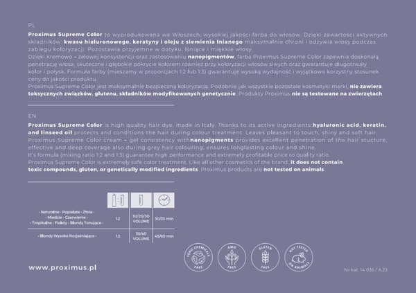 PROXIMUS Hårfarve SUPREME COLOR NANOTECHNOLOGY - 8.8