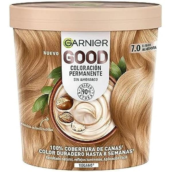 Permanent Färg - GARNIER - 7.0 Rubio Almendra - Ammoniakfri - Kräm - För alla hårtyper
