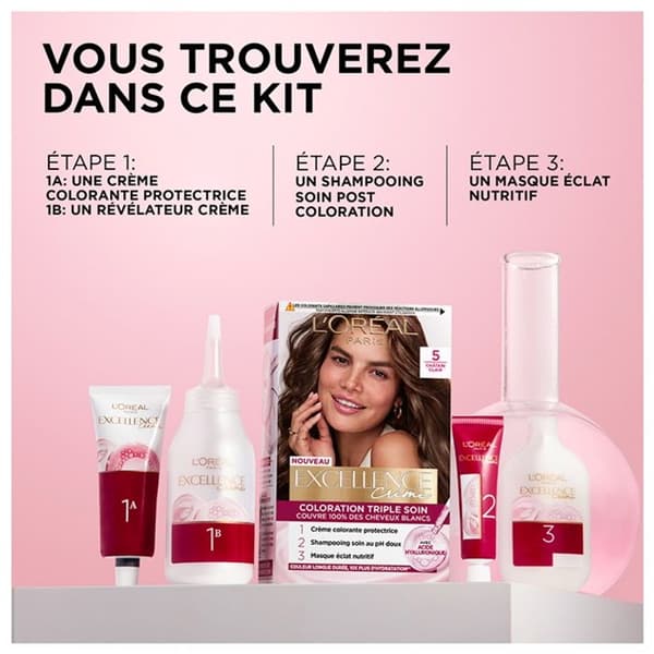 Färgcreme - L'Oréal - Excellence - Nöt 6.41 - Paket med 2 - Trippelvård