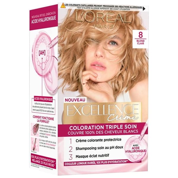 Färgcreme - L'Oréal - Excellence - Nöt 6.41 - Paket med 2 - Trippelvård