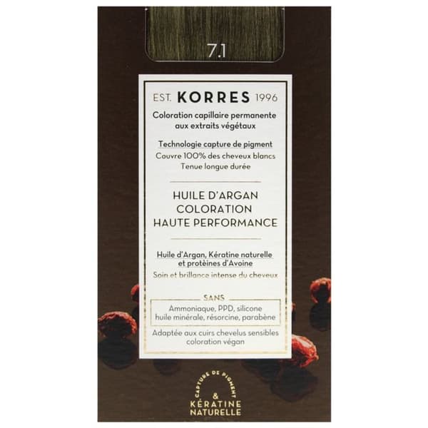 Korres Hårfärg Permanent Ash Blond 7.1