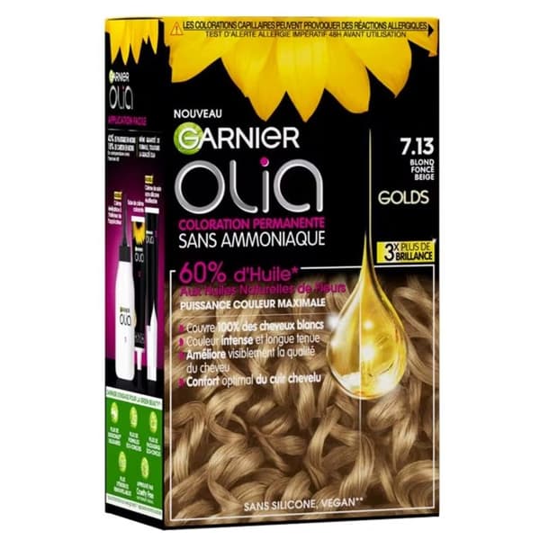 Olia GARNIER Permanent hårfärg - Ammoniakfri - 7.13 Mörkbeigeblond