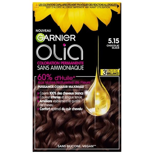 Permanent hårfärg - GARNIER - Olia - 5.15 Iced Chocolate - Normalt hår - Dam