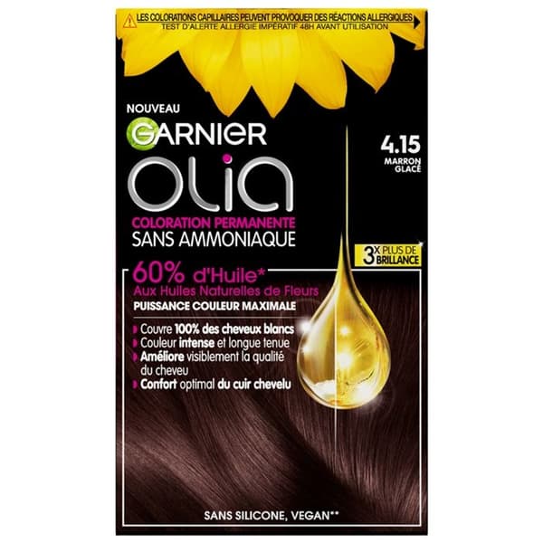 Permanent hårfärg - GARNIER - Olia - 4.15 Ice Brown - Normalt hår - Ammoniakfri