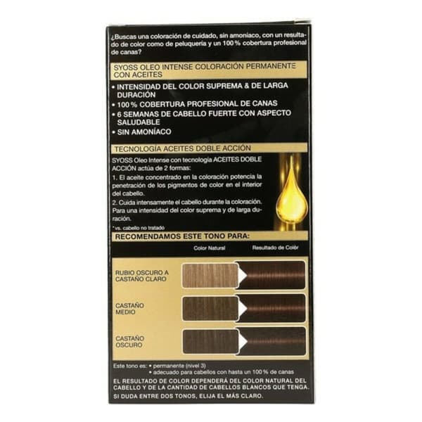 Permanent Farve   Syoss Olio Intense Uden ammoniak Nº 3,10 Kastanje