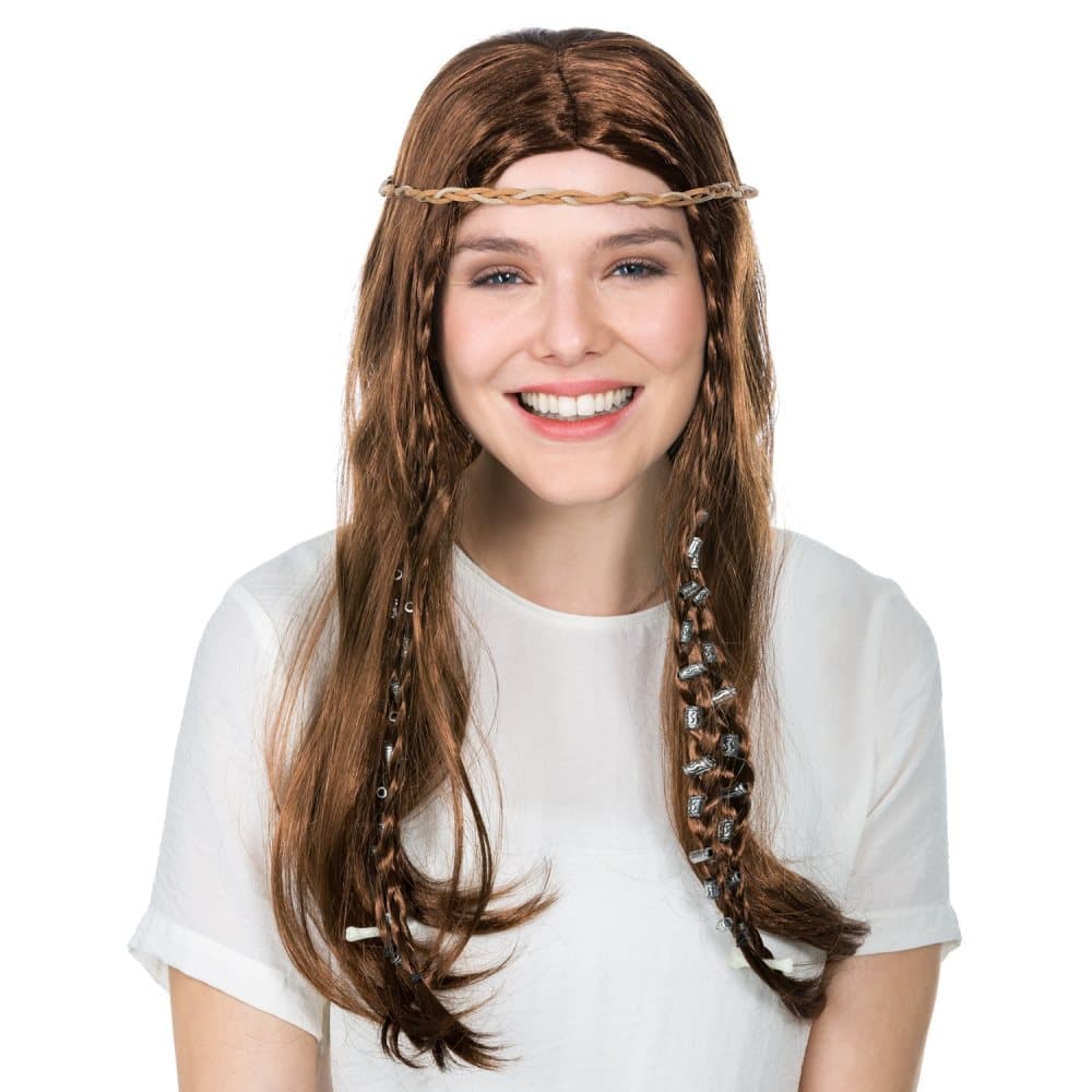 Peruk Stenålderskvinna - brun