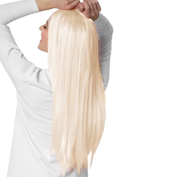 Peruk långt hår platt - blond