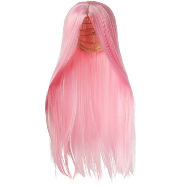 Peruk långt hår platt - rosa