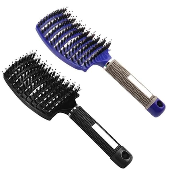 YIKXIULF Boar Bristle Brush - Bäst för att reda ut tjockt hår - svart och blått