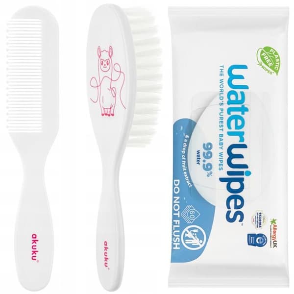 Lama Brush &amp; Comb Set AKUKU Wipes x60