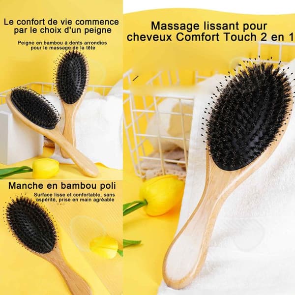 C Hårborste 25x8 cm bambu siden luftkudde massage kam räta ut hår massage hårbotten jämna ut håret