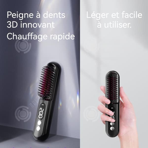 INN Brosse lissante 4500mAh trådlös hårborste med smart temperaturkontroll och digital visning