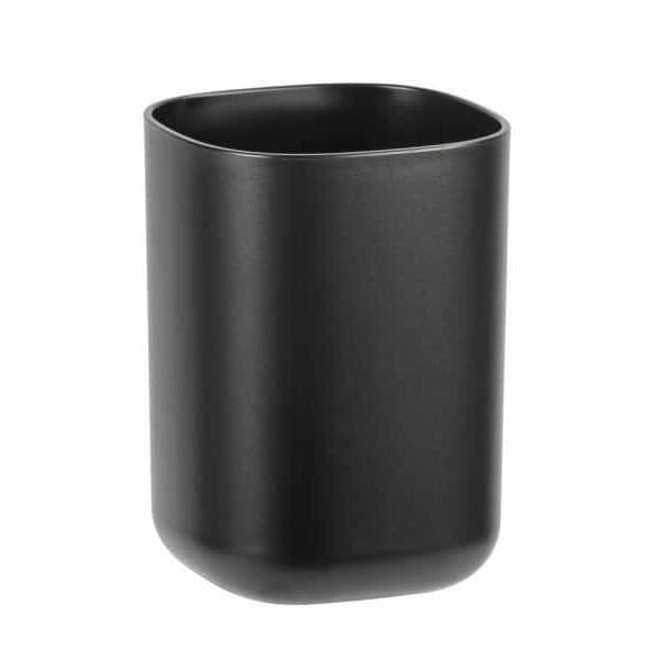 WENKO Davos tandborsthållare, badrumsglas, BPA-fri plast, Ø 7,7x10,5 cm, Matt svart