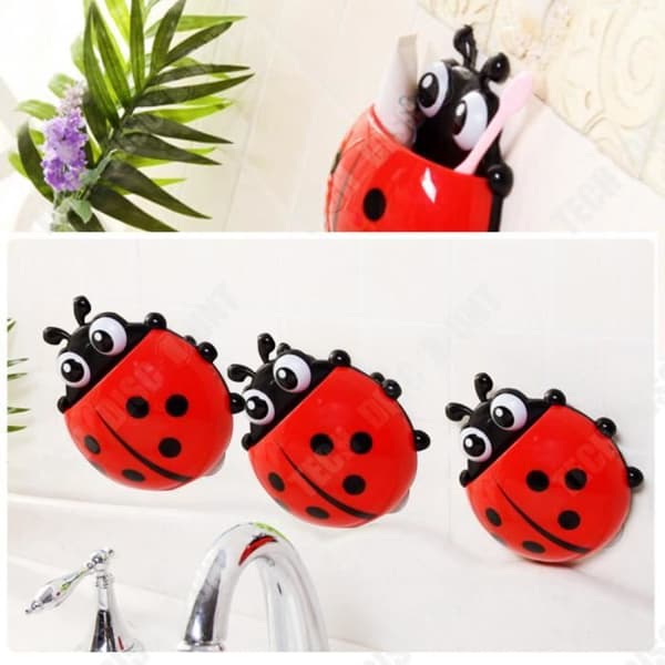 TD® Ladybug tandborsthållare Söt tandkräm Badrum Bekväm Enkel rengöring Stabilitet Dammtät väggfäste