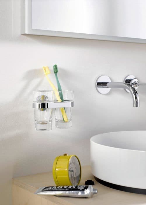 Emco - 072500100 - Dubbelstöd för glas Polo Glas i kristall, 1 stycke, krom/klar