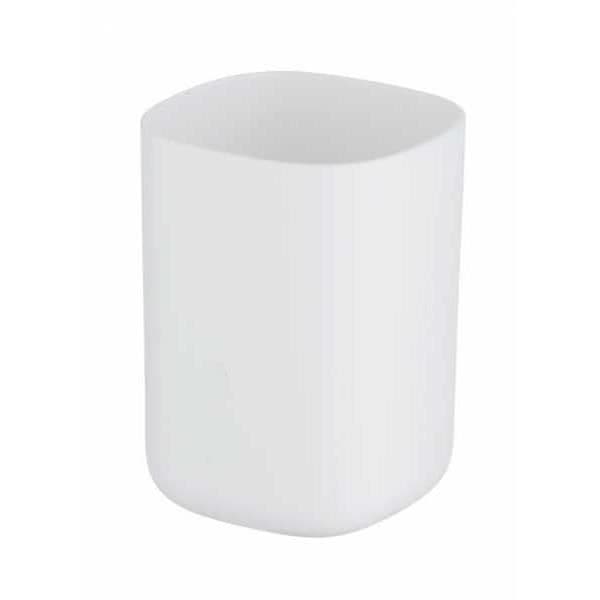 WENKO Davos tandborsthållare, badrumsglas, BPA-fri plast, Ø 7,7x10,5 cm, Matt vit