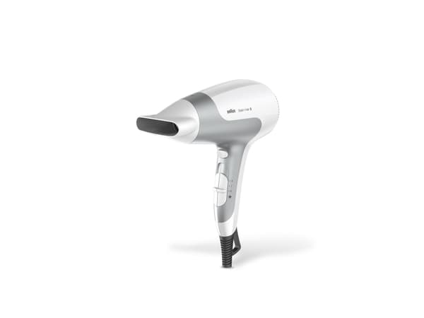 Braun HD580, Hopea, Valkoinen, Yksivärinen, Ripustuslenkki, Painikkeet, Liukusäädin, 2500 W, 1 kpl