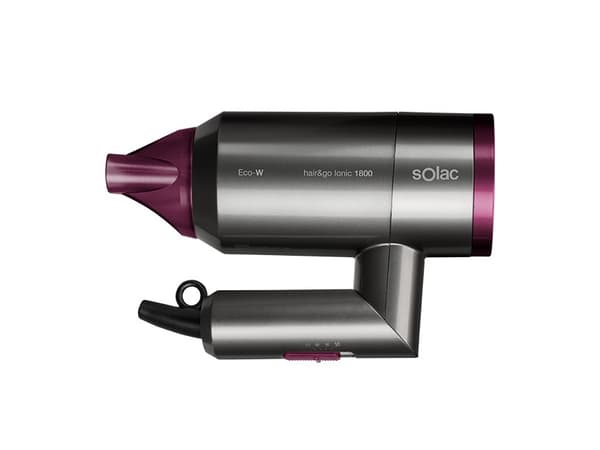 Solac Hair&Go Ionic, Harmaa, Purppura, Rispustusrengas, 2000 W, 420 g