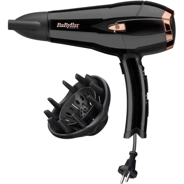 Babyliss D373E hårtork - 2000W - DC-motor - Jonisk funktion - 3 temperaturer - 2 hastigheter - Indragbar sladd