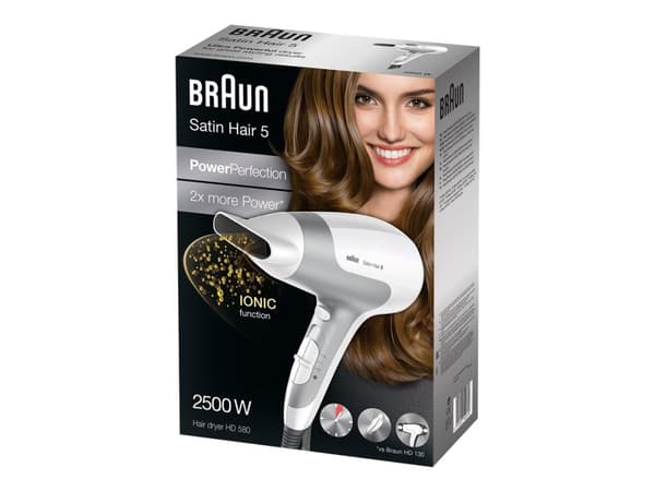 Hair dryer Braun 2500W white HD580 Sølv, Hvit