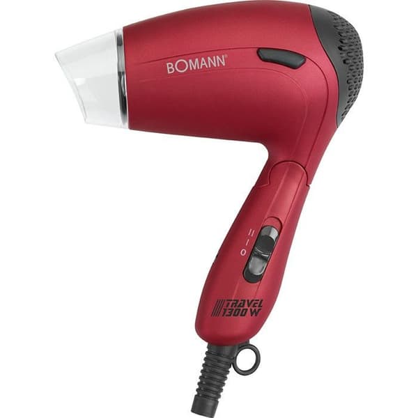 Kompakt resehårtork - BOMANN - HTD 8005 CB - 1300 Watt - Röd - Diffusor och koncentrator Röd