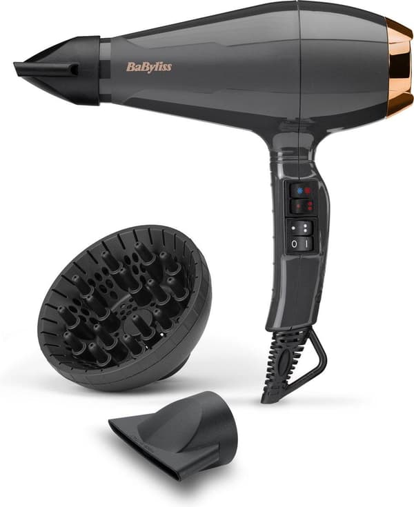 BaByliss Italian Air Pro 2200 6719DE hårtørrer - 75 mm mundstykke - 90 mm mundstykke - Diffuser - Hårtørrer Sort