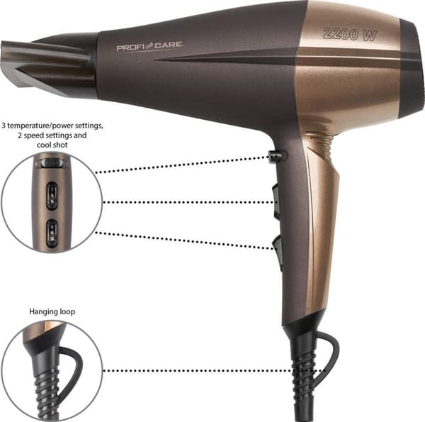 ProfiCare PC-HT 3010 2200 W Brons, Brun
