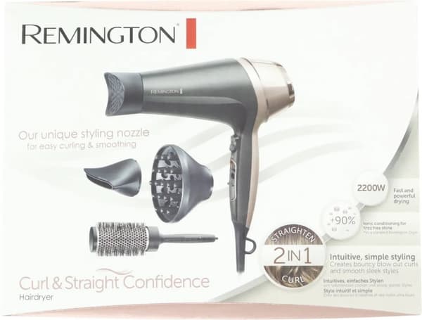 Remington D5706, DC, 90 m³/h, Musta, Pink gold, Yksivärinen, Rispustusrengas, 2200 W musta, Pink gold