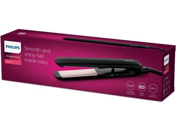 Philips Essential Suoristin HP8321/00, Suoristusrauta, Lämmin, 210 °C, 60 s, Musta, Keraaminen
