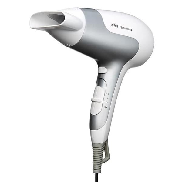 BRAUN SATIN HAIR 5 HD 580 hårtork - Silver, Vit - 2500 W - 2 temperaturer - 2 hastigheter - Luftjonisator