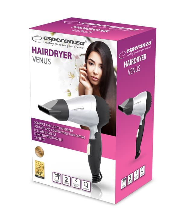 Esperanza EBH002S Hårtørrer Sølv / Sort 850 W