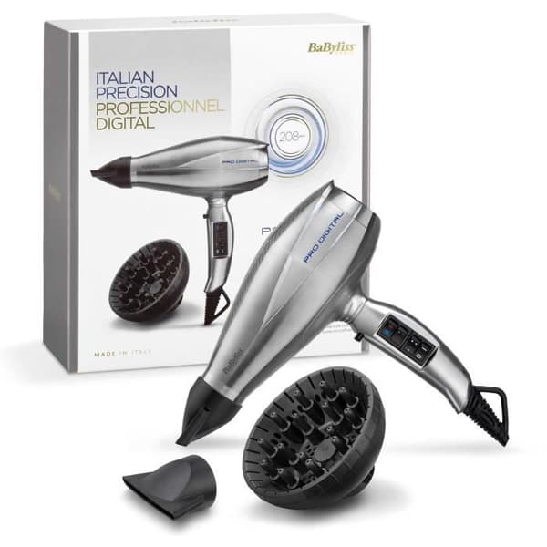 Hårtork - BaByliss - 6000E Pro Digital 2200 - Jonisk och keramisk teknologi - Tillverkad i Italien