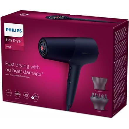 Philips | Hårtørrer | BHD510/00 | 2300 W | Antal temperaturindstillinger 3 | Ionisk funktion | Diffusermundstykke | Blå/metal