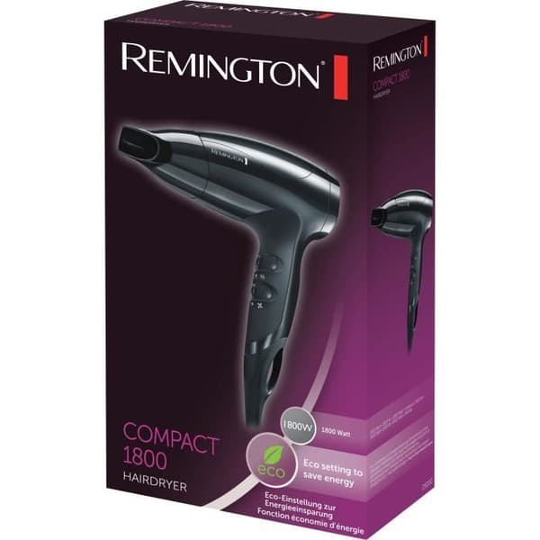 Kompakt hårtork - REMINGTON - D5000 - 2000 W - 2 hastigheter - Svart