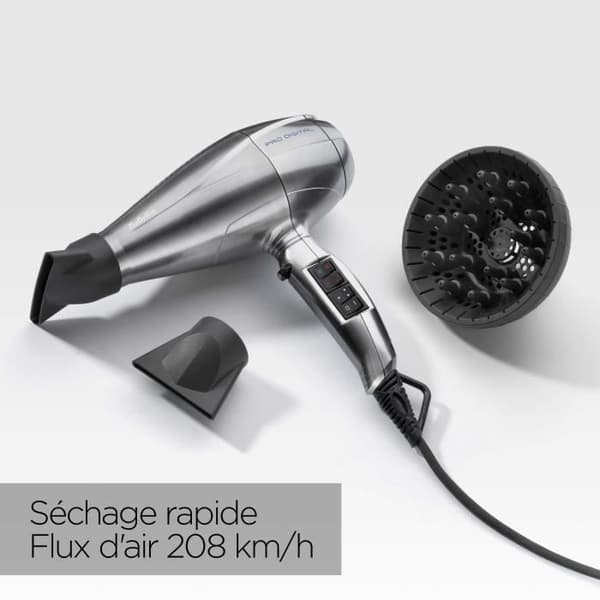 Hårtork - BaByliss - 6000E Pro Digital 2200 - Jonisk och keramisk teknologi - Tillverkad i Italien
