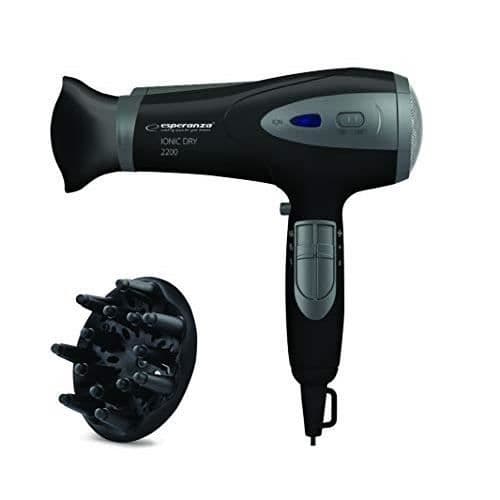Hårtork - ESPERANZA - ebh005 K - 2200 W - Ionteknologi - Diffuser - Svart