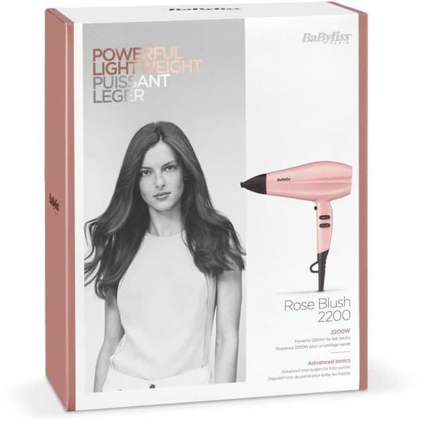 BABYLISS 5337PRE Rose Blush 2200W hårtork - DC-motor - 3 temperaturer, 2 hastigheter - Kall luft