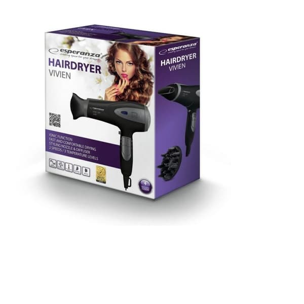Hårtork Esperanza EBH005K Svart 2200 W