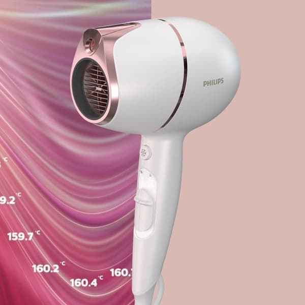 PHILIPS BHD628/00 - Prestige hårtork - SenseIQ - Infraröd sensor - Jonisk funktion - 1800W - Vit/Rosa