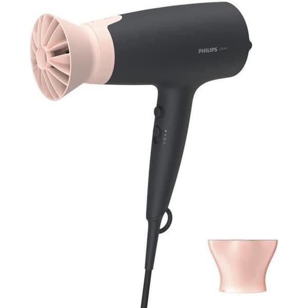 PHILIPS BHD350/10 Hårtork 3000-serien - 2100W - 6 hastigheter/T-kombinationer - Jonisk funktion - ThermoProtect Svart, Rosa