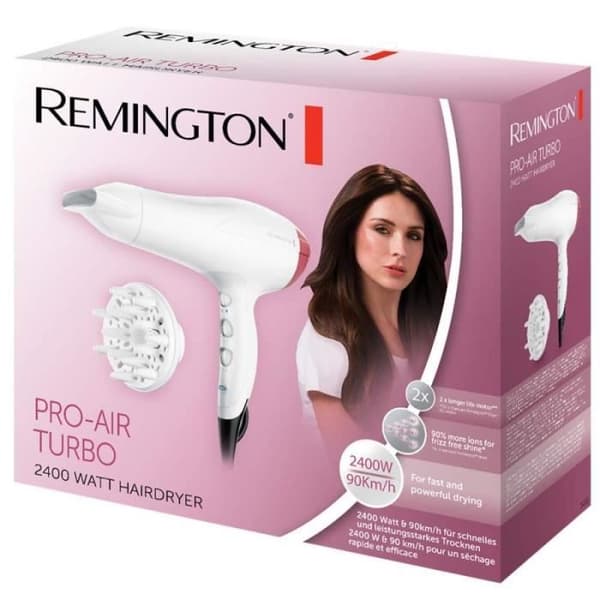Remington Professional Ionic Turbo-hårtork 2400W, DC-motor, Livslängd x2, Anti-Frizz, Ultrasnabbtorkande - Tillgång
