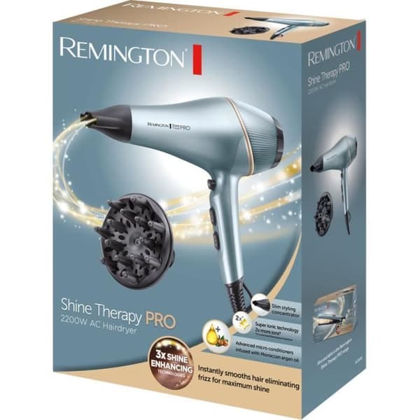 Remington AC9300 Shine Therapy Hårtork 2200W, AC-motor, marockansk arganolja mikromolekylär behandling, superjonisk