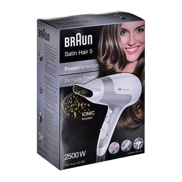 Hiustenkuivaaja Braun Satin Hair 5 Power Perfection HD580 Valkoinen Hopeinen 2500 W