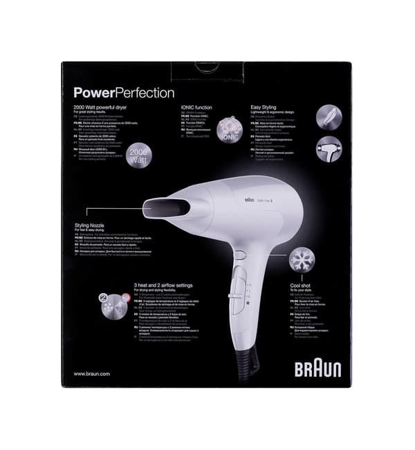 Braun Satin Hair 3 HD 385 hårtork 2000 W Vit