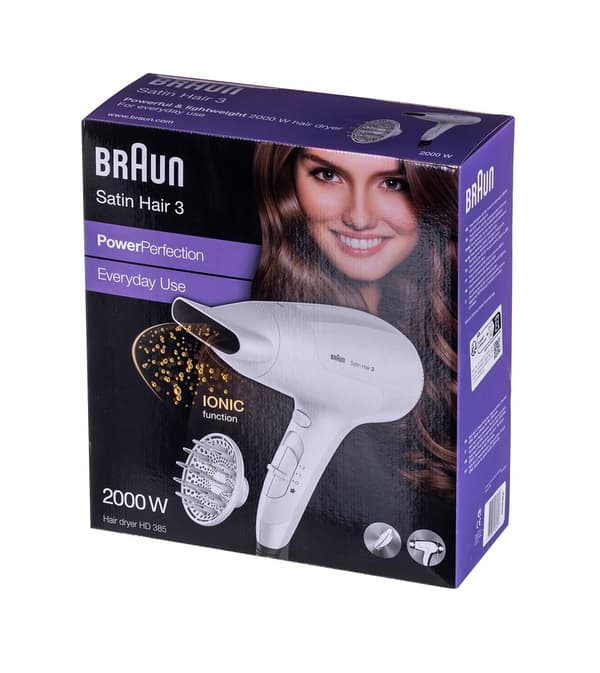 Braun Satin Hair 3 HD 385 hårtork 2000 W Vit