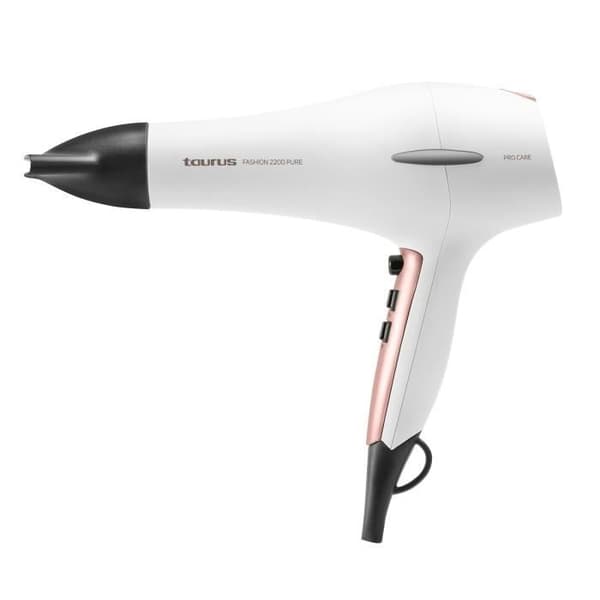 Taurus Fashion 2200 ren 2200W hårtork, 2 hastigheter, 3 temperaturer, kall luftstråle, koncentrator och diffusor Grå, Rose Gold, Vit