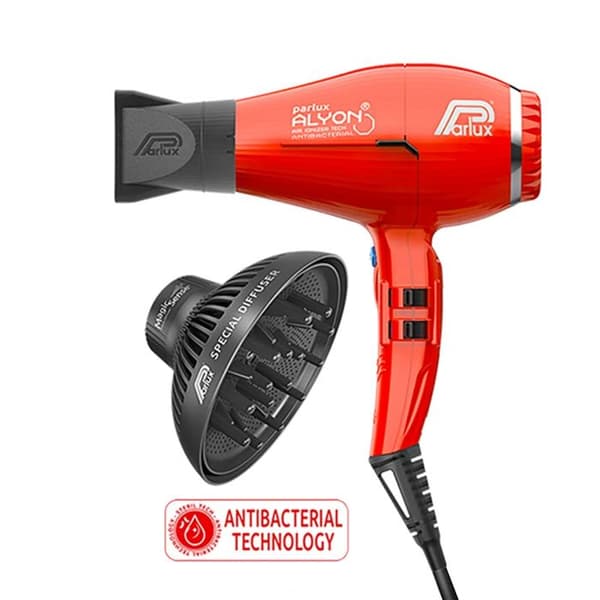 Parlux Alyon Air Ionizer Tech Eco Friendly Red - hårtork med diffusor